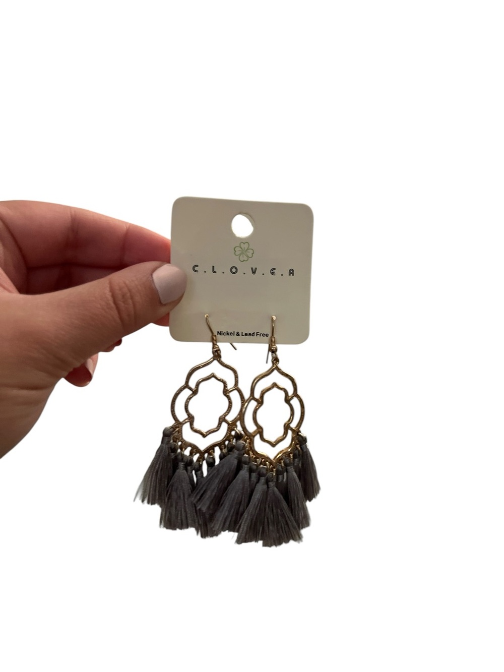 Clover Bundle of 3 Tassel Earrings- Black, Red, Gray - New - Picture 4 of 4